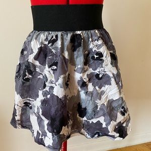 Black & Gray Floral Flower Skirt Wide Waist Band